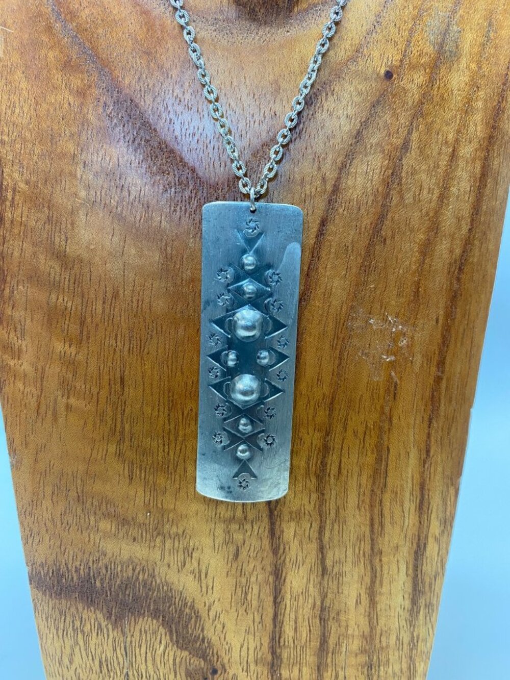 Rolf Buodd Norsk Handarbeide Pewter Pendant Necklace With Intricate Geometric &